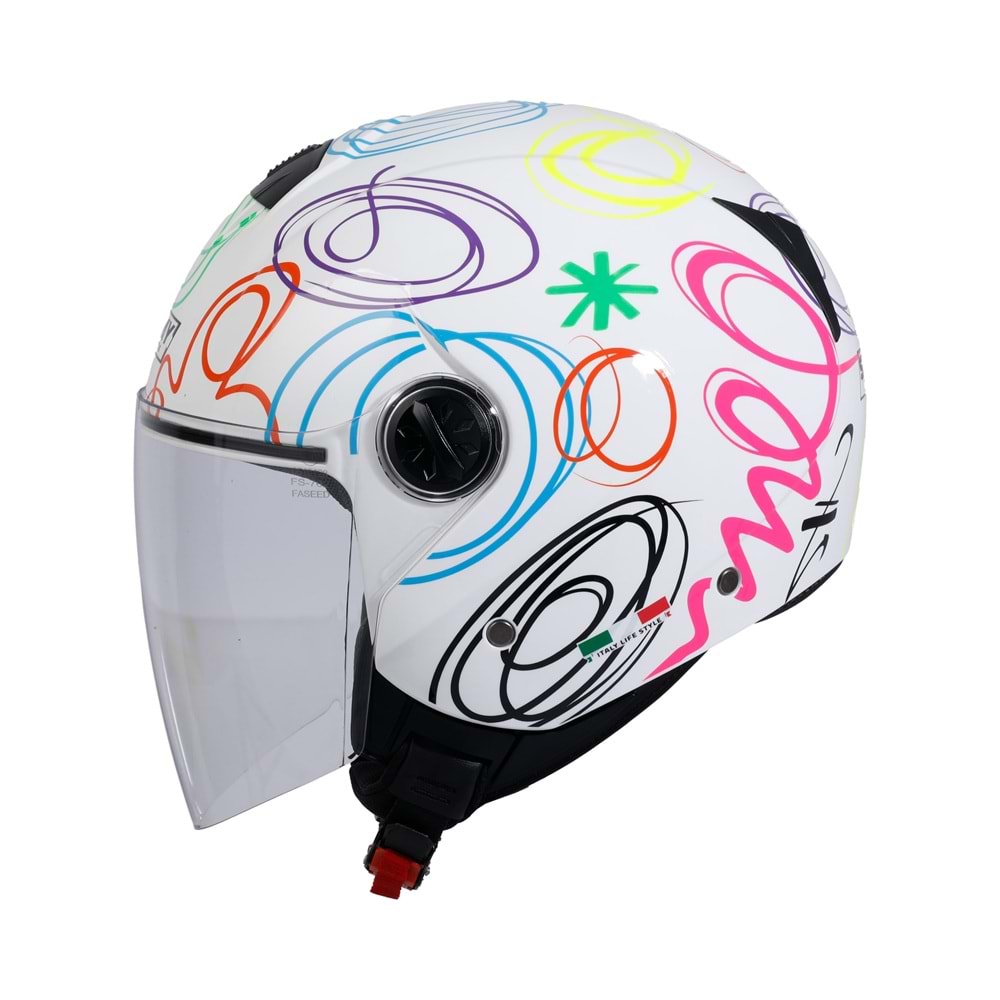 SWAY SW 715 WHITE FLOWER Yarım Kask M