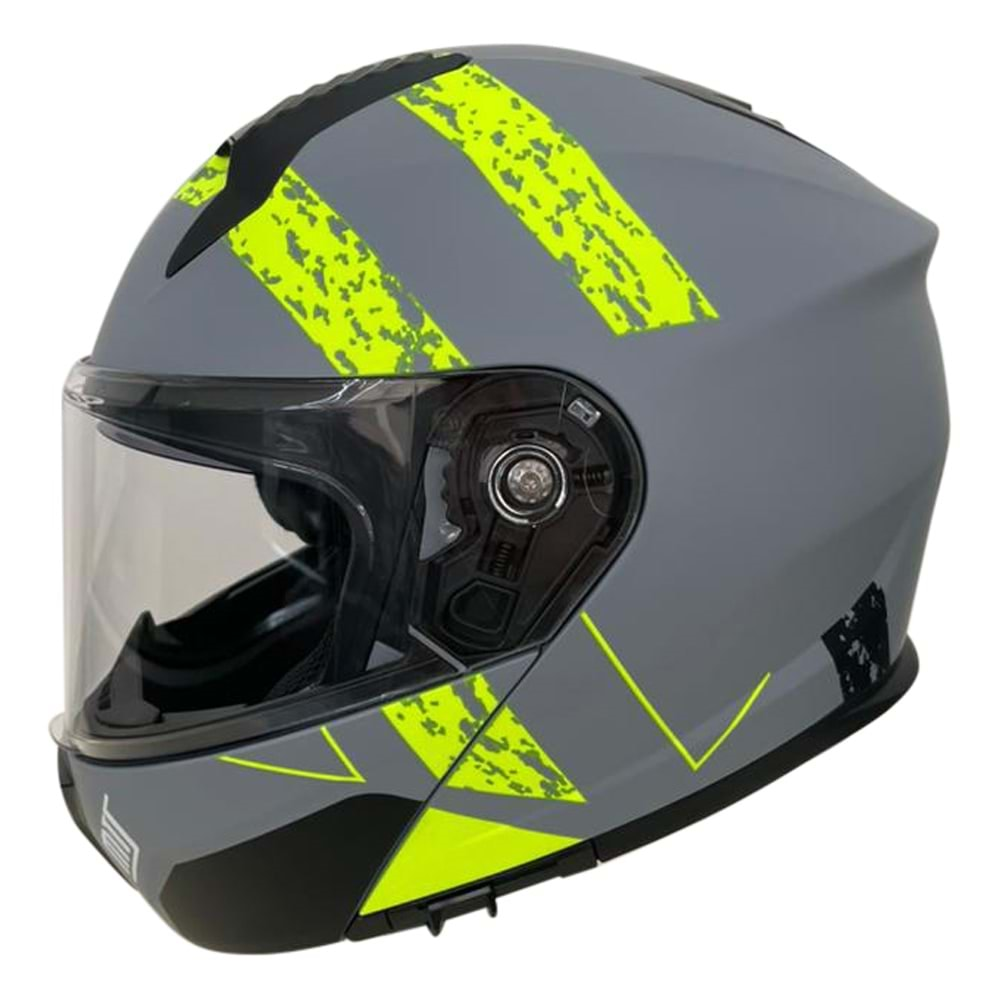 KASK MTS 966 MATT GRAY (XXL) ÇENE AÇILIR GÜNEŞ VİZÖRLÜ