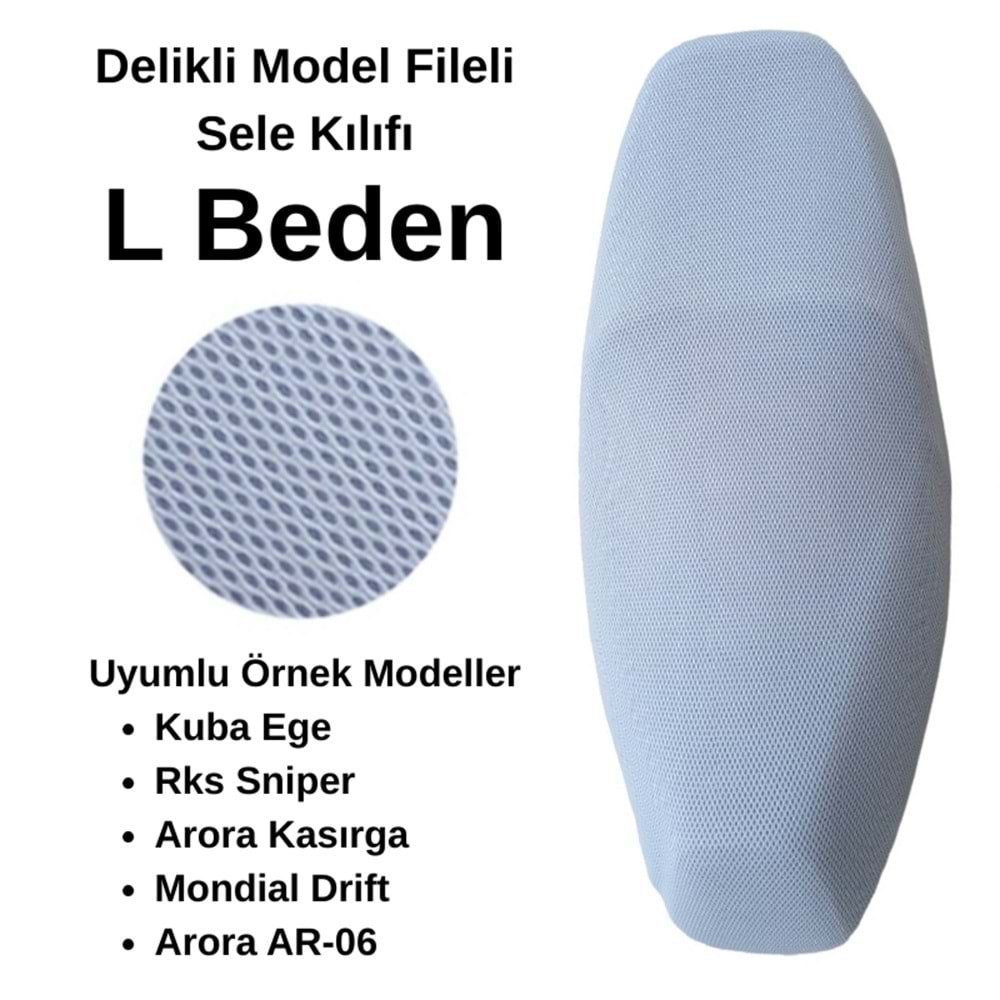 MOTOSİKLET SELE KILIFI FİLE BEYAZ L BEDEN