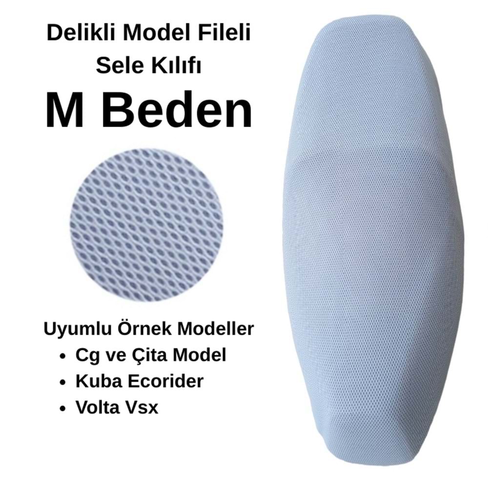 MOTOSİKLET SELE KILIFI FİLE BEYAZ M BEDEN