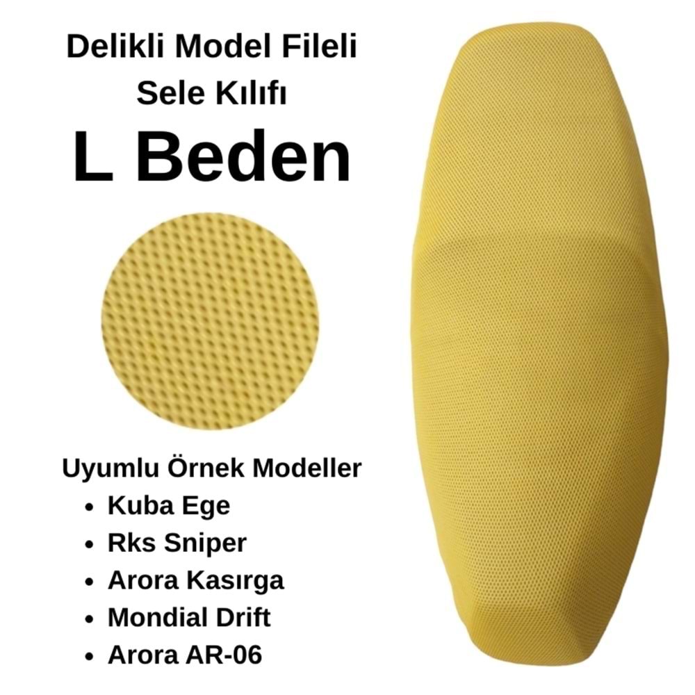 MOTOSİKLET SELE KILIFI FİLE SARI L BEDEN