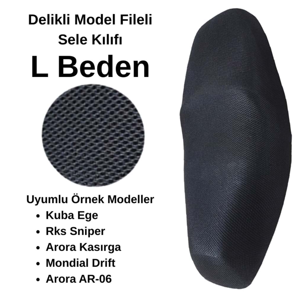 MOTOSİKLET SELE KILIFI FİLE SİYAH L BEDEN