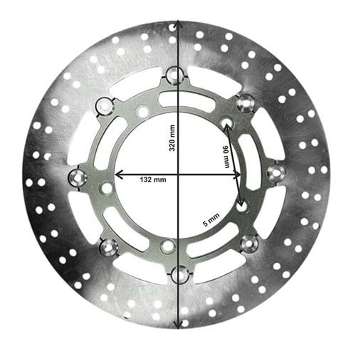 UNİVERSAL 320 mm X 132 mm X 5 mm SPOR ÖN DİSK FÜME