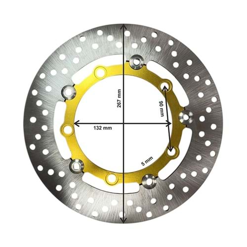 UNİVERSAL 267 mm X 132 mm X 5 mm SPOR ÖN DİSK GOLD