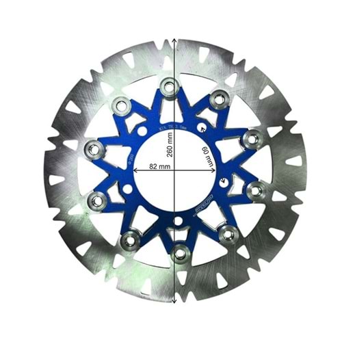 UNİVERSAL 260 mm X 82 mm X 3,5 mm SPOR ÖN DİSK MAVİ
