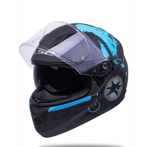 KASK LS2 STREAM EVO VIATOR MAT SİYAH-MAVİ (XL)