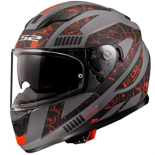 KASK LS2 STREAM EVO TECT MAT GRİ-SİYAH-KIRMIZI (XL)