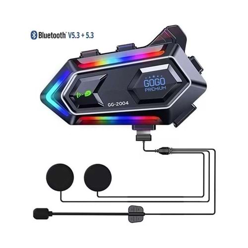 UNİVERSAL MOTOSİKLET KASK İNTERCOM BLUETOOTH RGB IŞIKLI GG-2004