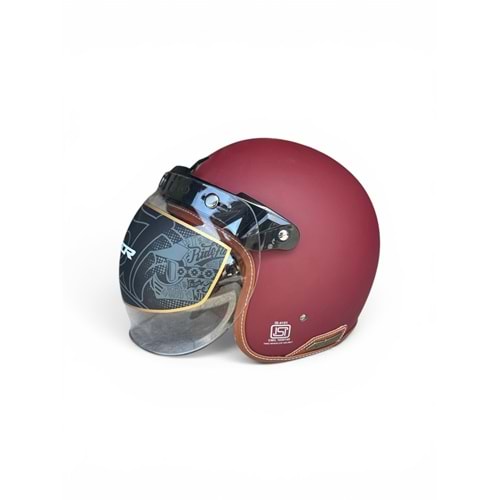 KASK AXOR JET YARIM (XL) MAT BORDO