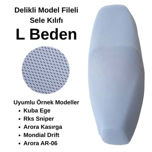 MOTOSİKLET SELE KILIFI FİLE BEYAZ L BEDEN