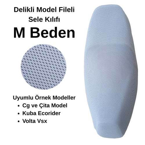 MOTOSİKLET SELE KILIFI FİLE BEYAZ M BEDEN