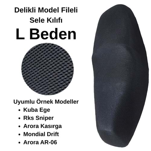 MOTOSİKLET SELE KILIFI FİLE SİYAH L BEDEN