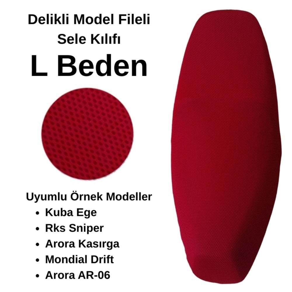 MOTOSİKLET SELE KILIFI FİLE KIRMIZI L BEDEN